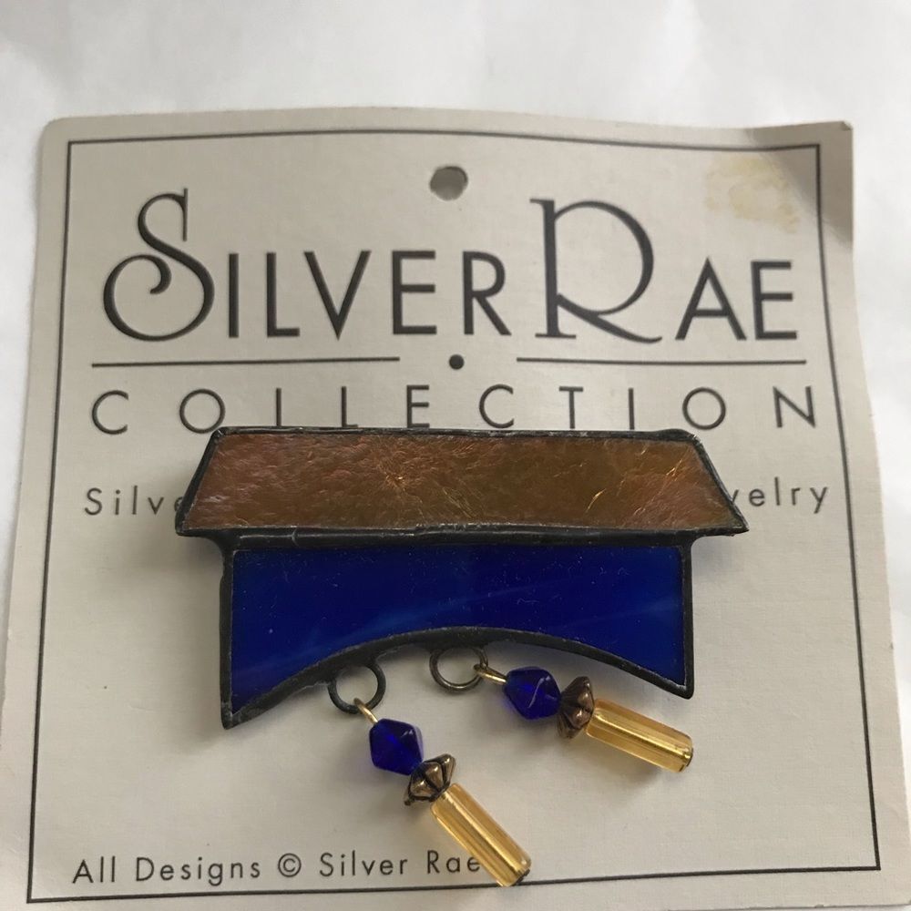 NWT Vintage dead stock silver and blue glass by Silver Rae.